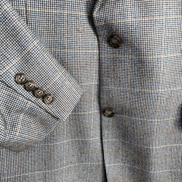 Jos A Bank Signature Gold Sport Coat Blue Wool Silk Windowpane Mens 41L 41 Long - Picture 3 of 10